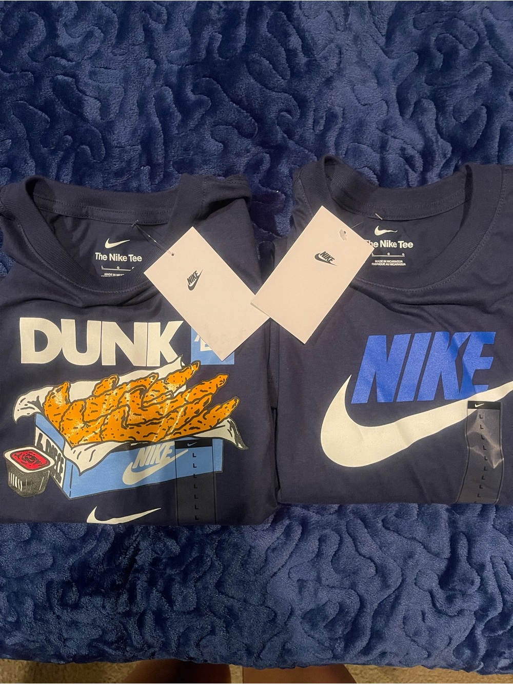 Nike Navy Graphic Short Sleeve T‑Shirt Duo with White Swoosh and Blue Logo